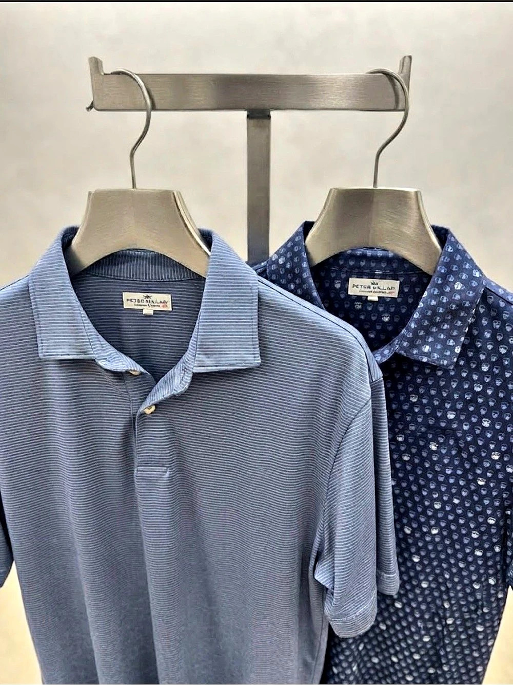Peter Millar 2 (Two) Summer Comfort polos - Skull print and Blue Stripes. Size M